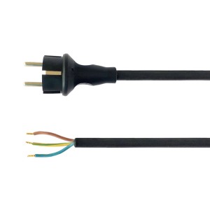 Schwarze Konturenleitung, 5 m, mit Stecker und offenen Enden für flexible Anschlüsse.