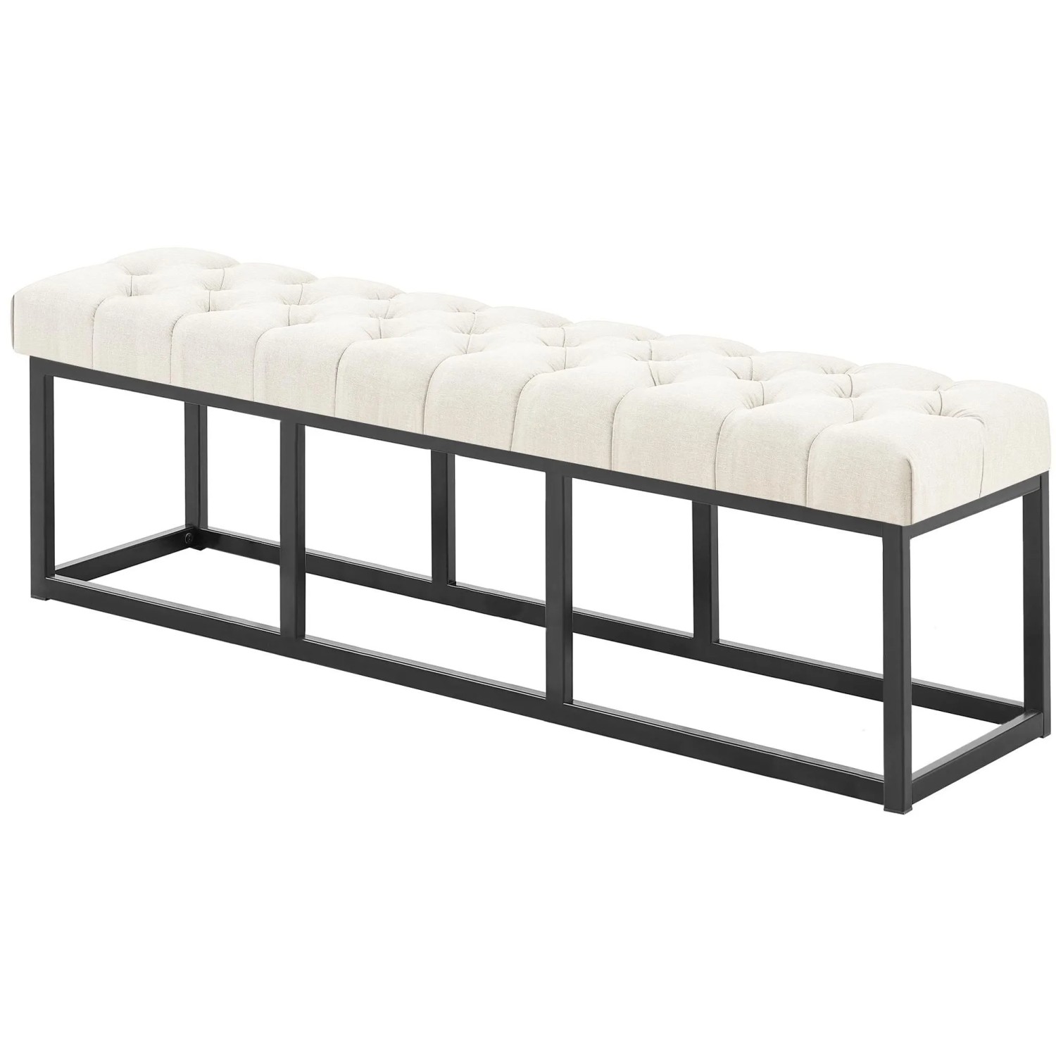 DELUKE Sitzbank MEXICO Stoff Creme 150x38x46cm Sitzbank Flur Sitzhocker Esszimmerbank Polsterbank Schlafzimmer