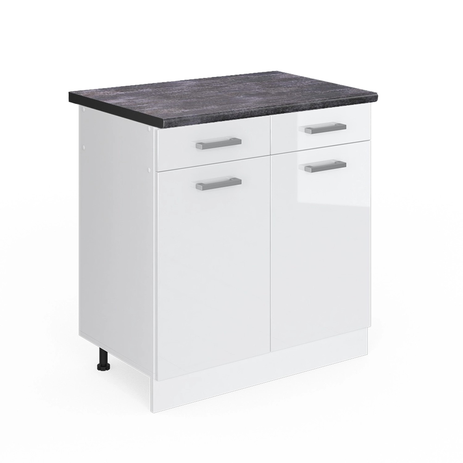 Vicco Küchenunterschrank R-Line Weiß Hochglanz/Weiß 80 cm AP Anthrazit günstig online kaufen