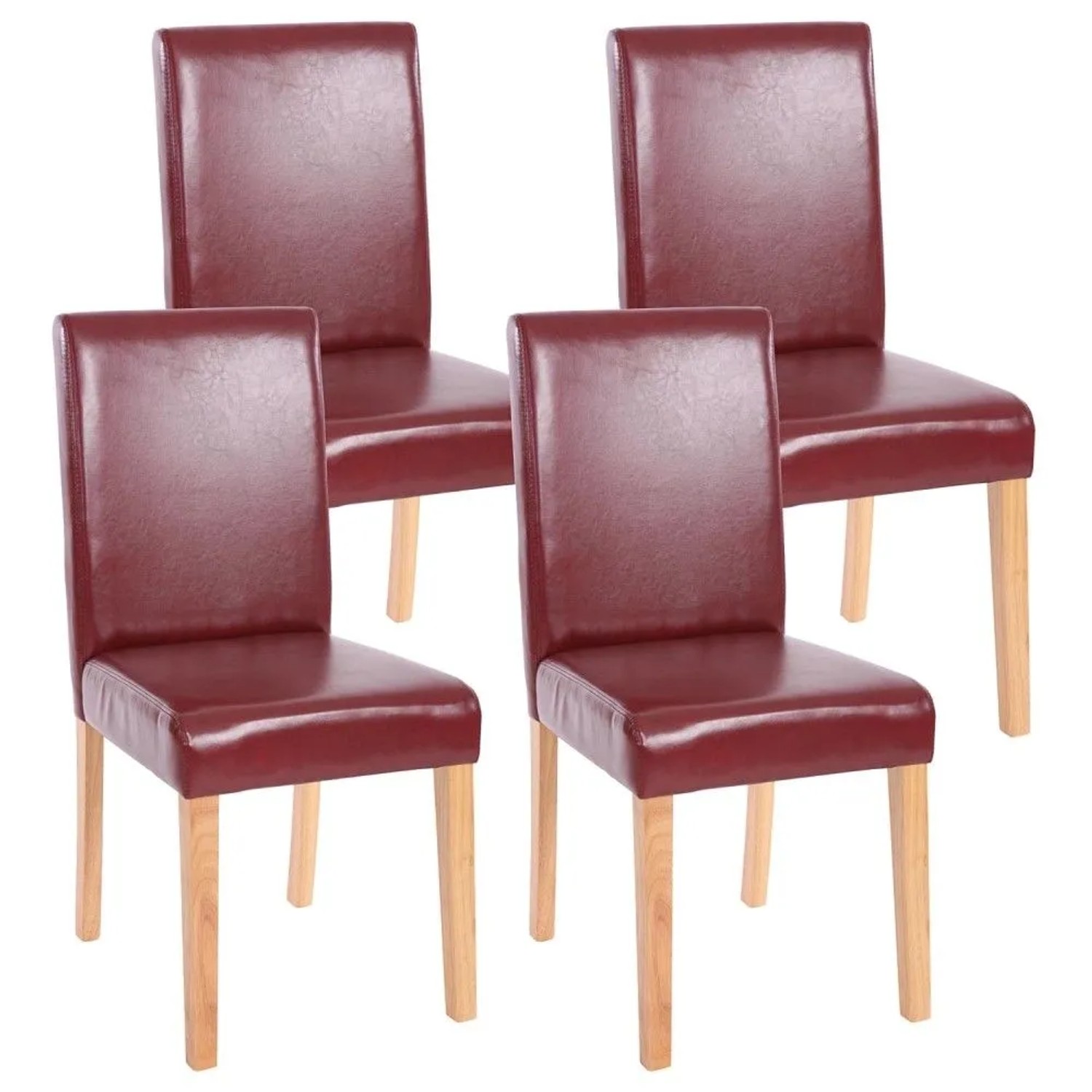 MCW Esszimmerstuhl Littau 4er-Set Kunstleder Rot-Braun Helle Beine