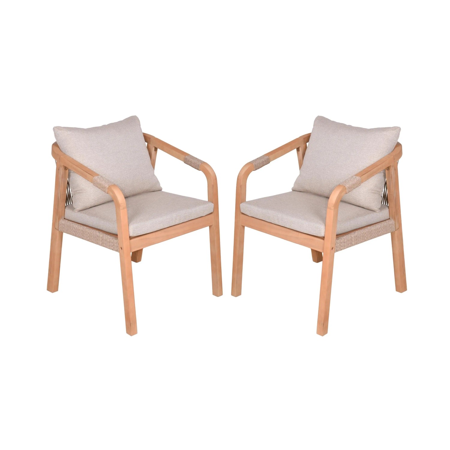 DELUKE Gartenstuhl 2er Set DURHAM Akazie Hellbraun Gartenstühle Wetterfest Essstühle Outdoor Terrasse