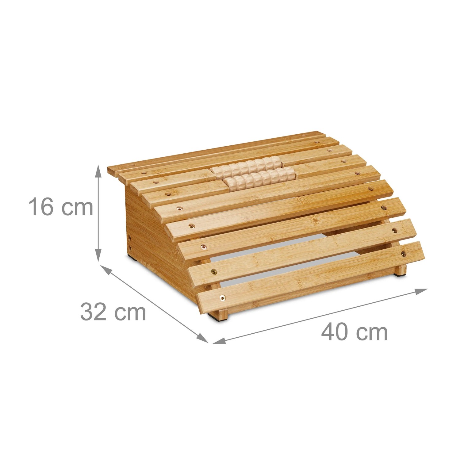 Relaxdays Fußstütze Bambus Natur mit Rollen 16 cm x 40 cm x 32 cm_4