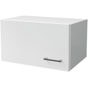 Flex-Well Kurz-Oberschrank Lucca, 60 cm, weiß, mit Bügelgriff in Aluminiumfarben.