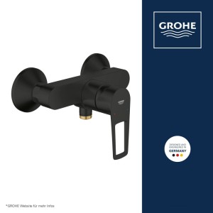 Schwarze Grohe StartLoop Einhebelmischer Brause, matt, mit Hebel für Wandmontage.