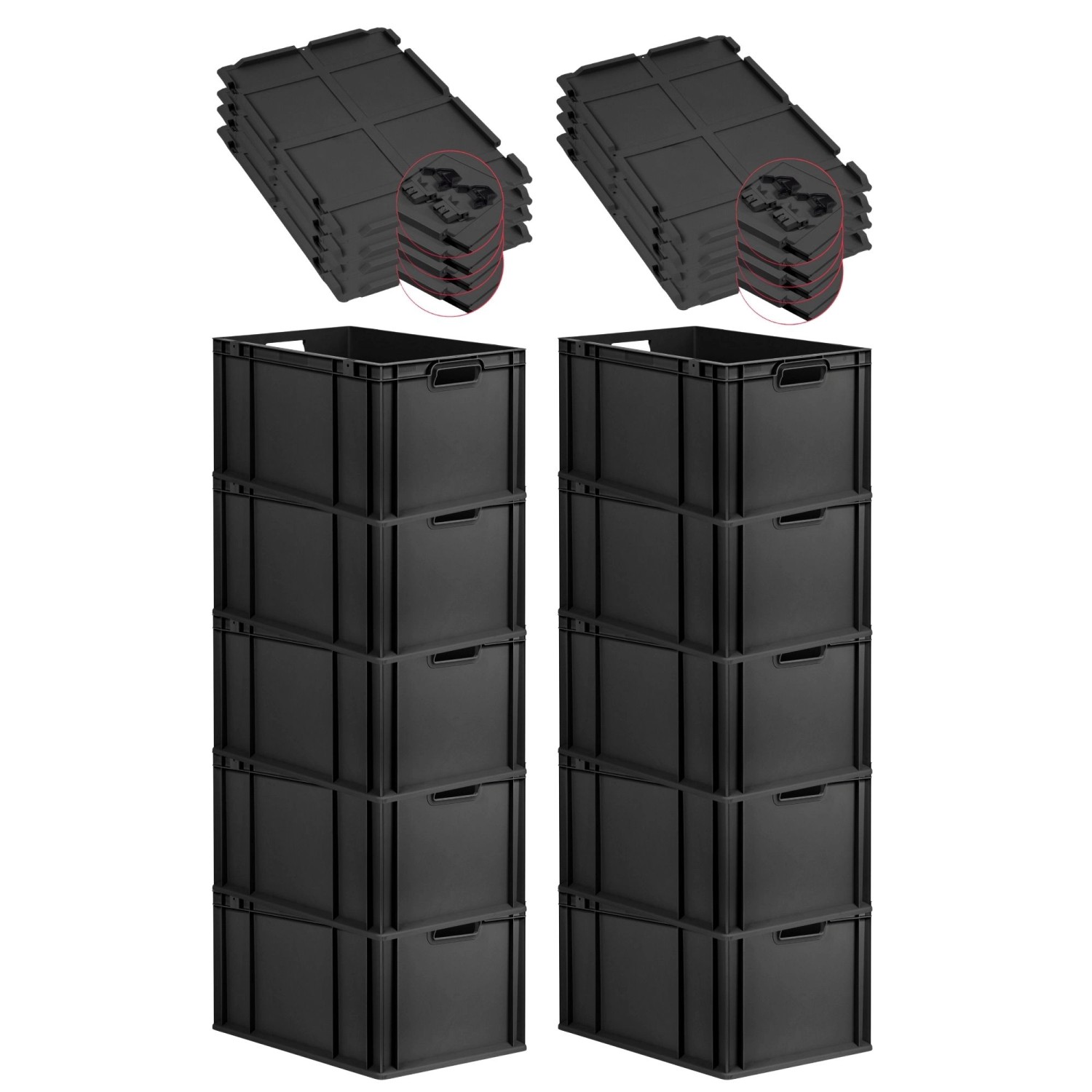 PROREGAL SuperSparSet 10x Eurobox Nextgen Grip Mit Scharnierdeckel Und Schw günstig online kaufen