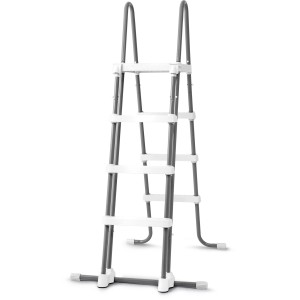 Intex Poolleiter für Pools bis 172 cm Höhe, mit rutschfesten Stufen und abnehmbaren Außentreppen.