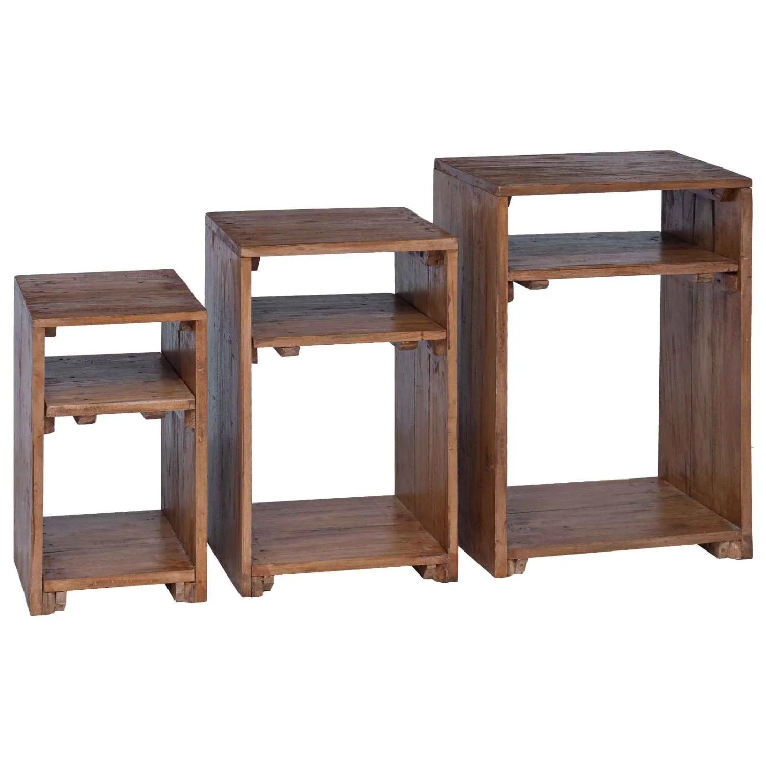 vidaXL Akzenttisch mit Regal 3 Stk Braun Massives Mahagoni Holz 42012363