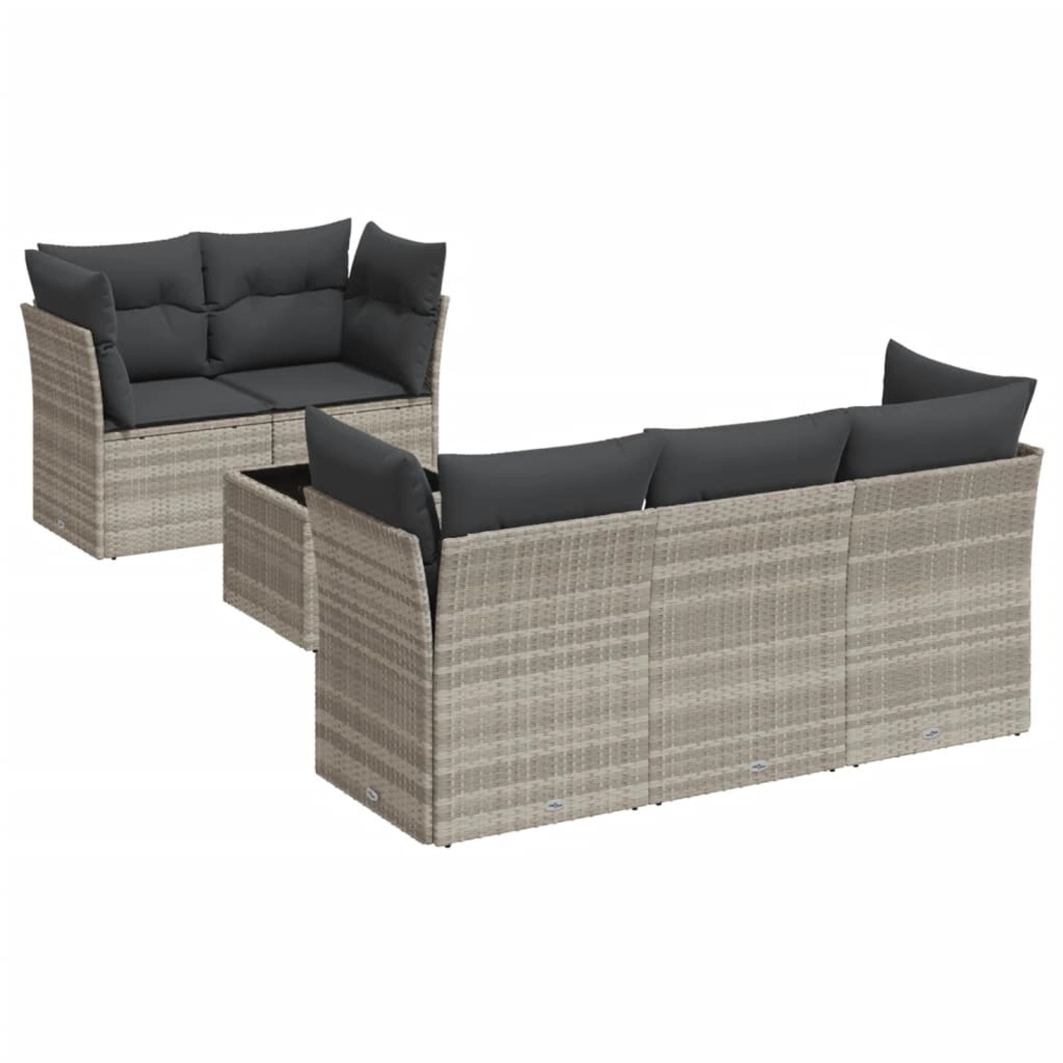 vidaXL 6-Tlg Garten-Sofagarnitur mit Kissen Hellgrau Poly Rattan 3217252