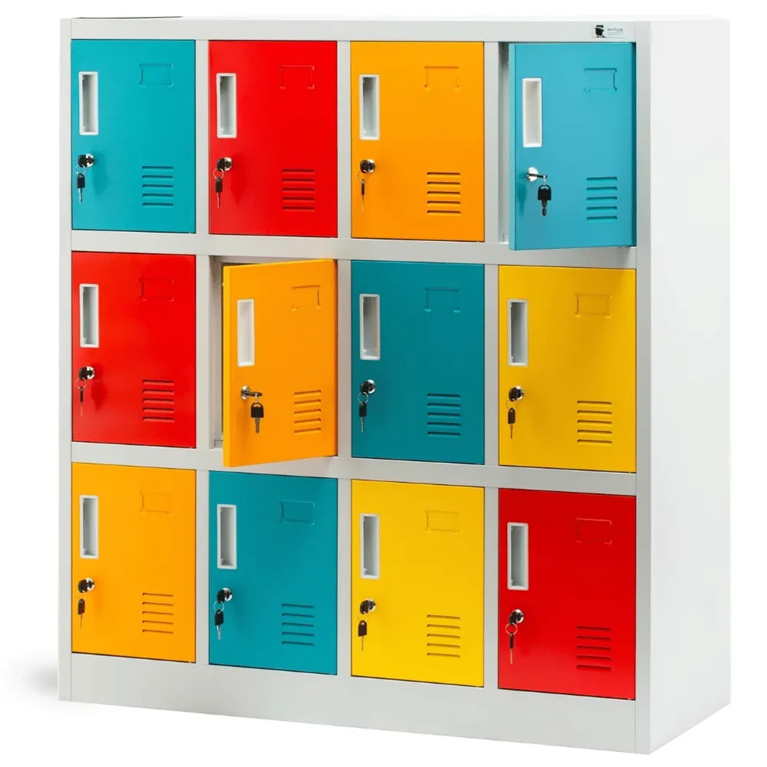 JAN NOWAK Schließfachschrank Spind Kindergarten OLA 12 Fächer 120 x 109 x 45 cm Mehrfarbig