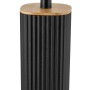 WENKO WC-Garnitur Rotello Schwarz mit Bambusdeckel, geriffeltes Design.