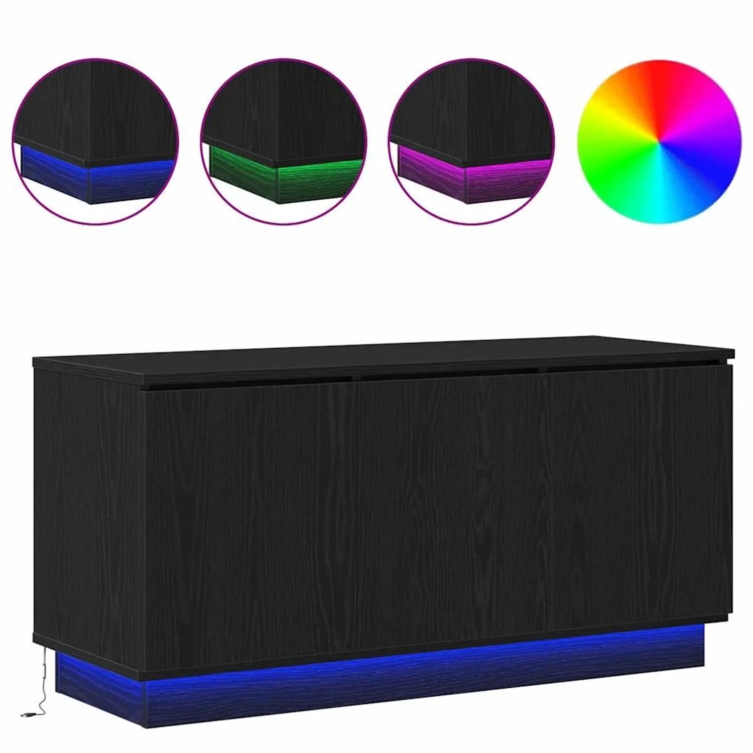 vidaXL TV-Schrank, schwarz Eichen-Optik mit LED, 100x38x49cm. Moderner TV-Schrank mit Stauraum.