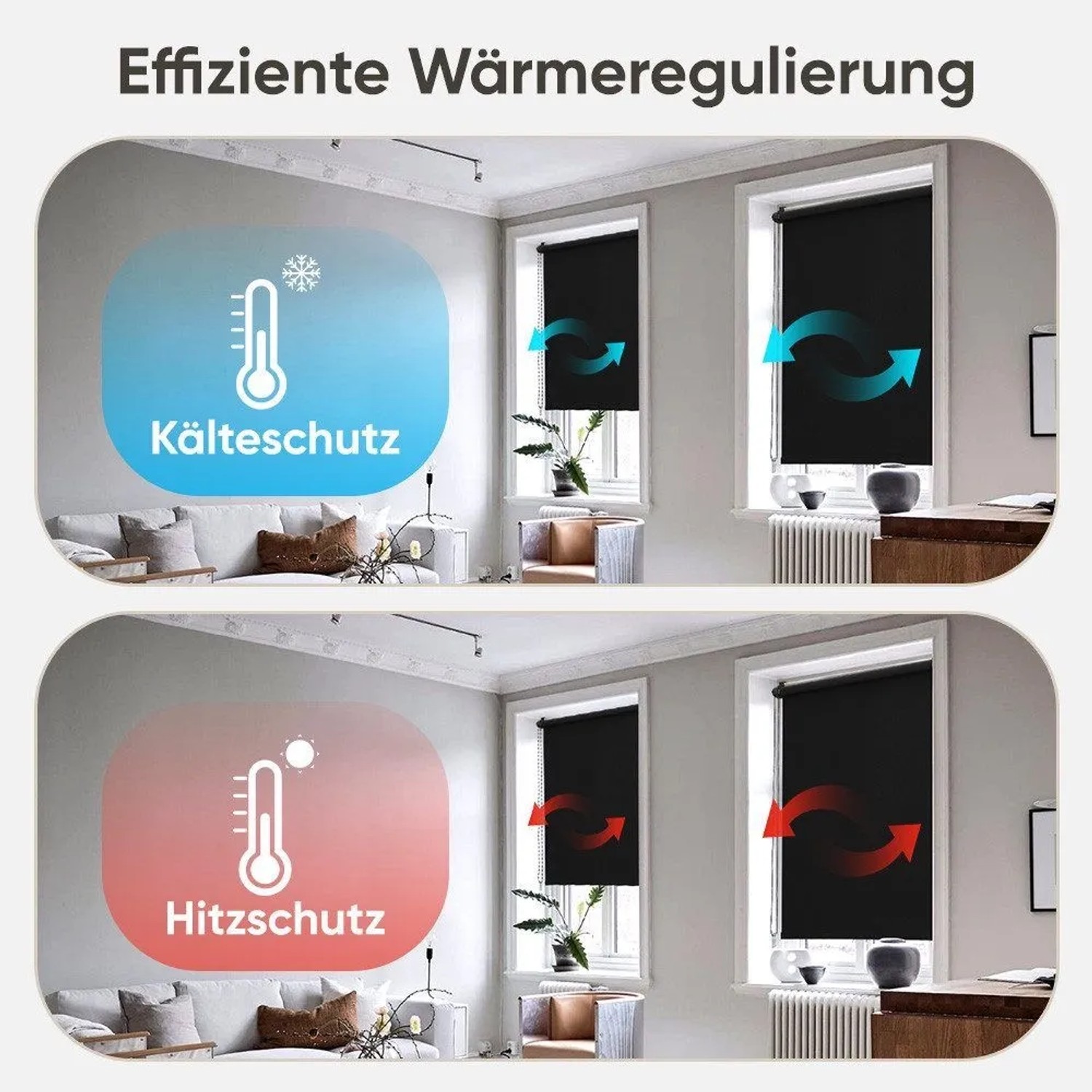 Sekey Verdunkelungsrollo, schwarz, für Fenster. Lichtregulierung und Wärmeisolierung im Raum.