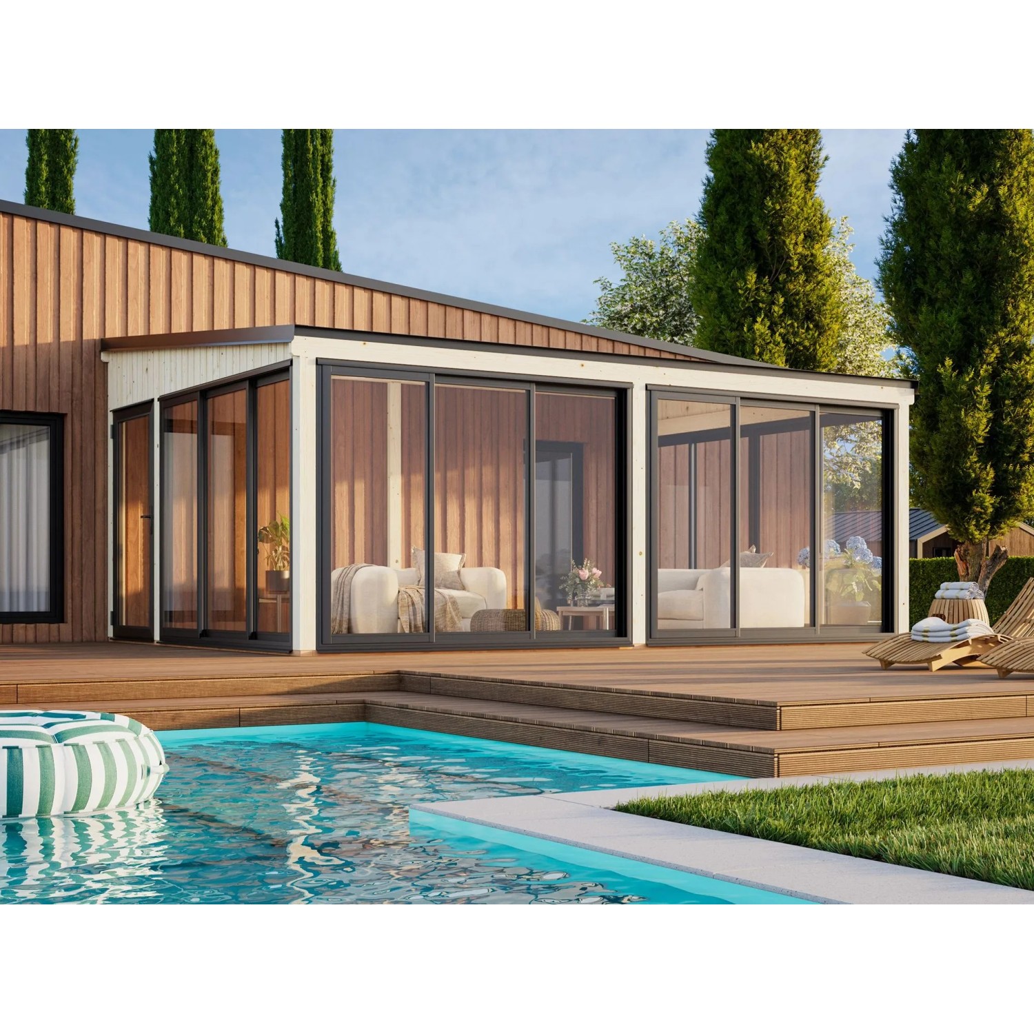 Palmako Holz-Gartenhaus Lumi Slide Pultdach Unbehandelt 582 cm x 420 cm 23,3 m²