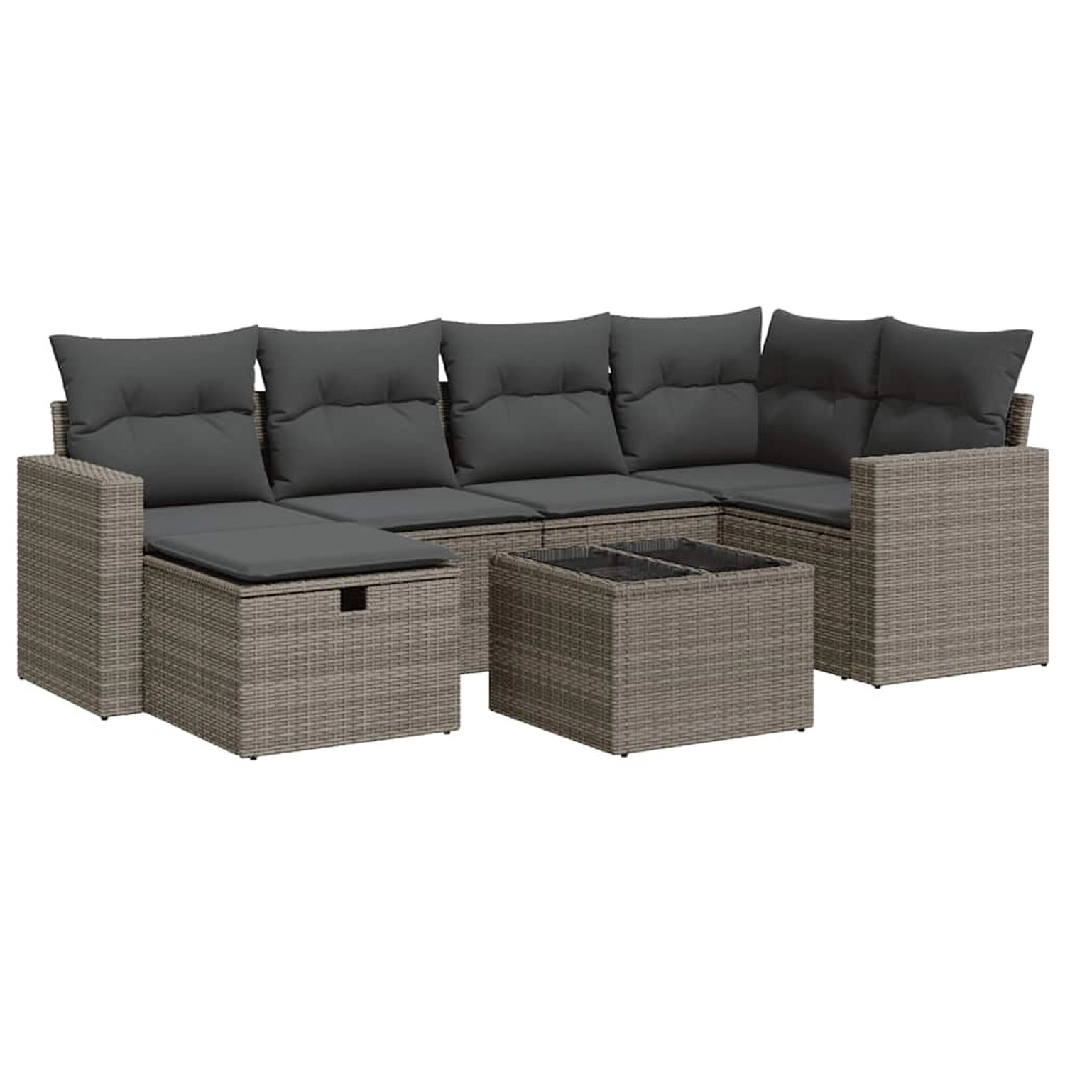 vidaXL 7-Tlg Garten-Sofagarnitur mit Kissen Grau Poly Rattan 3325396 günstig online kaufen