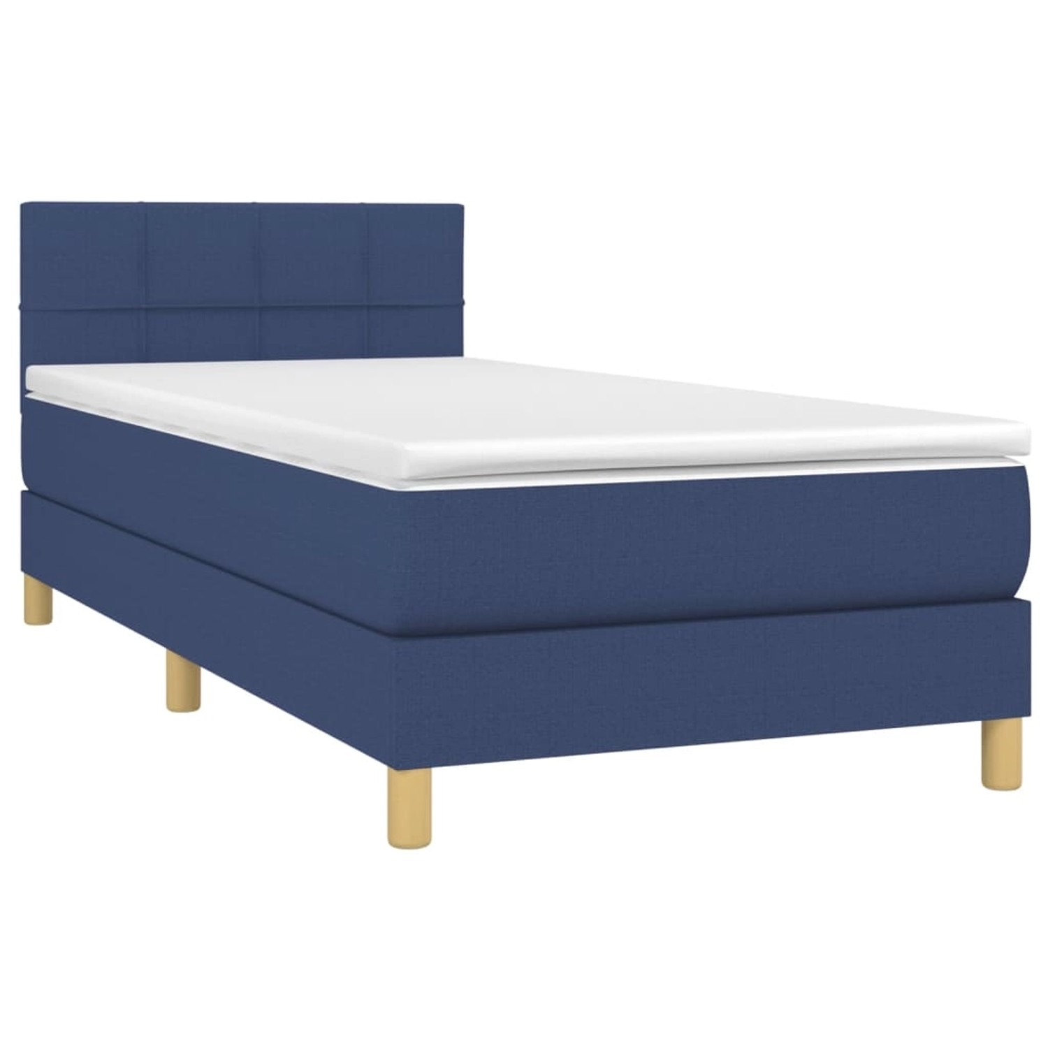 vidaXL Boxspringbett mit Matratze & LED Blau 90x200 cm Stoff 3133691 günstig online kaufen