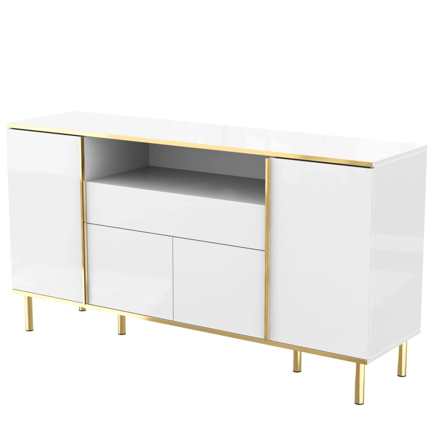 okwish Sideboard mit 1 Schublade Schlafzimmer Wohnzimmer 150x40x80cm Weiß