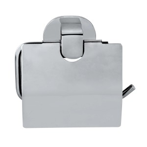 Wenko Toilettenpapierhalter Maribor mit Deckel, glänzend silber, zur Wandmontage ohne Bohren.