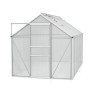 Vitavia Gewächshaus Venus 6200, Alu blank, 6,2 m² mit geöffneter Tür.