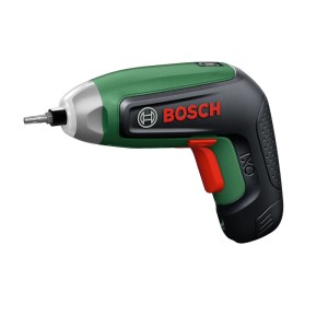 Bosch Akkuschrauber IXO 8 in Grün-Schwarz mit rotem Abzug und Bit. Kompaktes Akkugerät für Heimwerker.