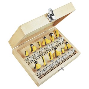 LUX Fräser-Set, 12-teilig, in Holzbox. Zubehör für Fräsen zum Bearbeiten von Holz und Kunststoffen.