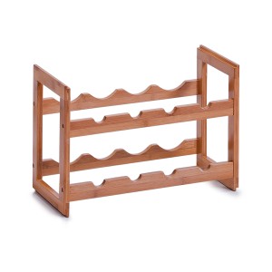 Zeller Weinregal aus Bambus, stapelbar für 8 Flaschen in Natur.