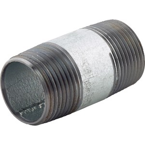 Temperguss-Fitting, 33,3 mm x 60 mm, verzinkt, mit Außengewinde für Rohrverbindungen.