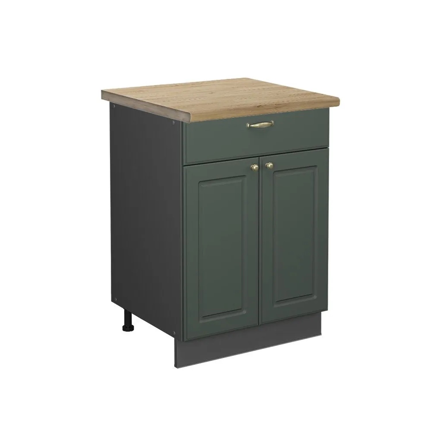 Vicco Küchenunterschrank Fame-Line Grün-Gold Landhaus Anthrazit 60 cm mit Schublade AP Eiche