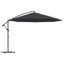 Schwarzer vidaXL Ampelschirm mit Aluminium-Mast, 350 cm Durchmesser, für Garten und Terrasse.