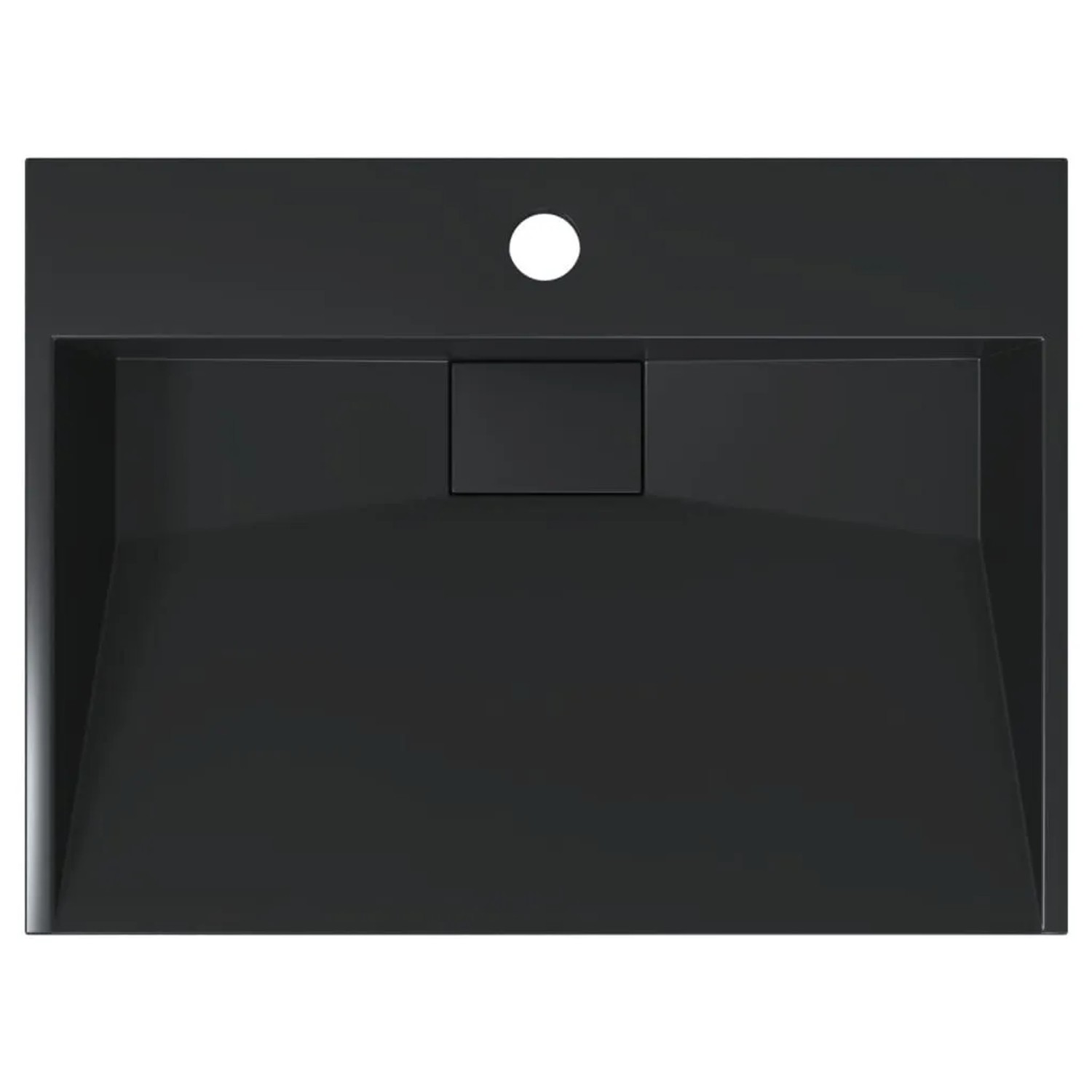 Mattschwarzes vidaXL Waschbecken aus Mineralguss/Marmorguss, 50x38x11 cm.