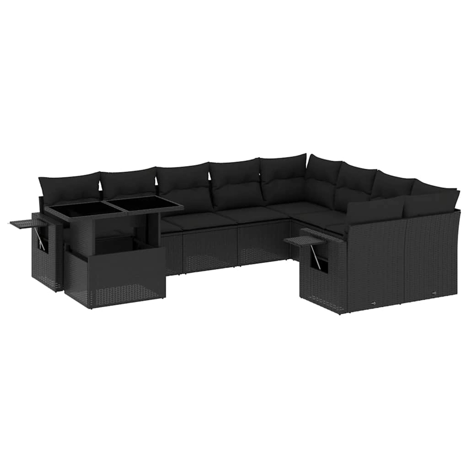 vidaXL 10-Tlg Garten-Sofagarnitur mit Kissen Schwarz Poly Rattan 3268135 günstig online kaufen