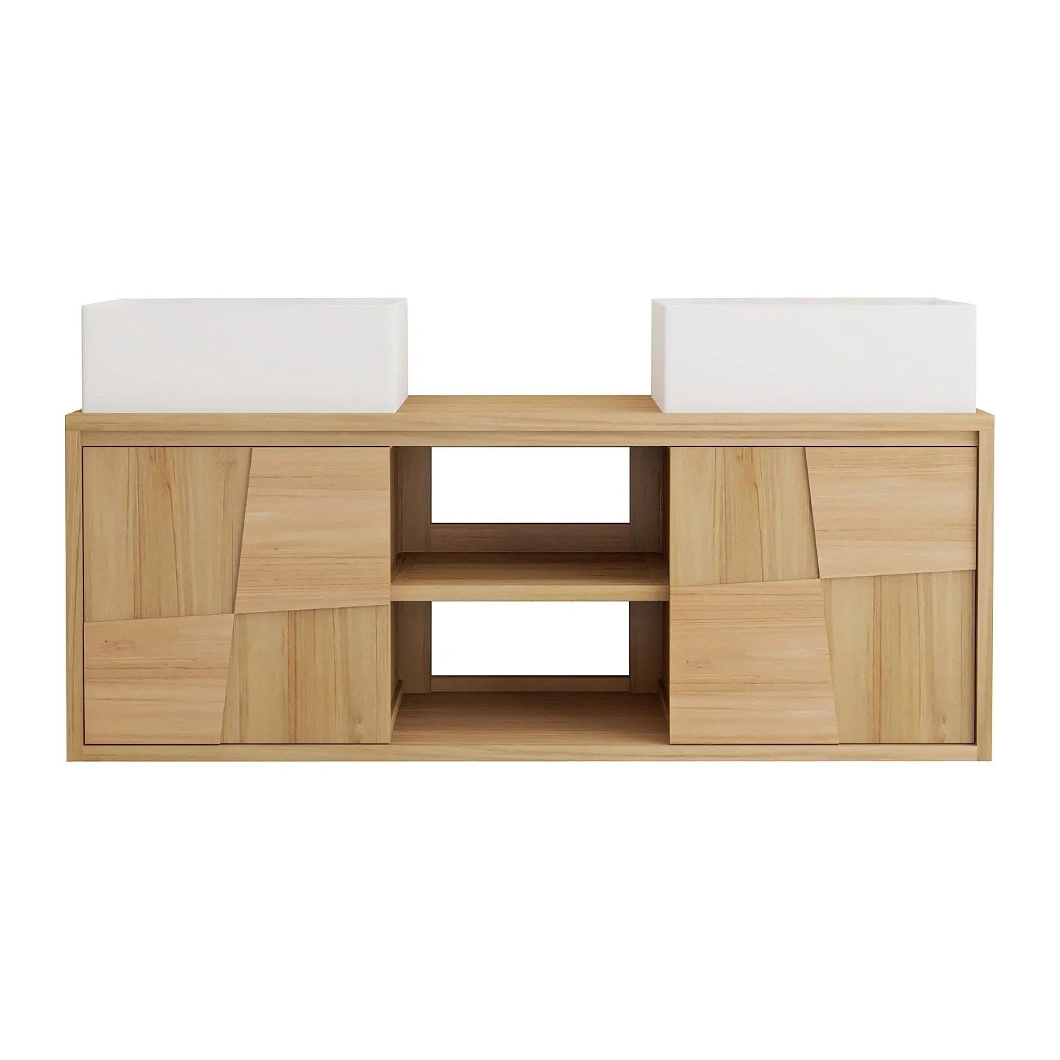 Vente-unique Doppelwaschtisch Sumbawa Naturfarben Hell 120 cm