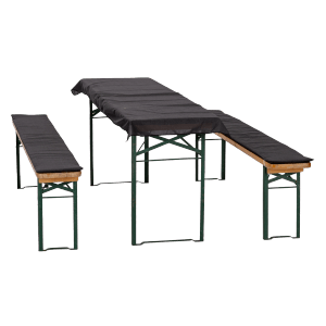 Beo Auflagen-Set Anthrazit für Festzeltgarnitur, bestehend aus 2 Bankauflagen und Tischdecke.