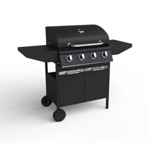 DELUKE Gasgrill COMMI Schwarz Stahl Grillwagen Piezo Zündung 2 Ablagen
