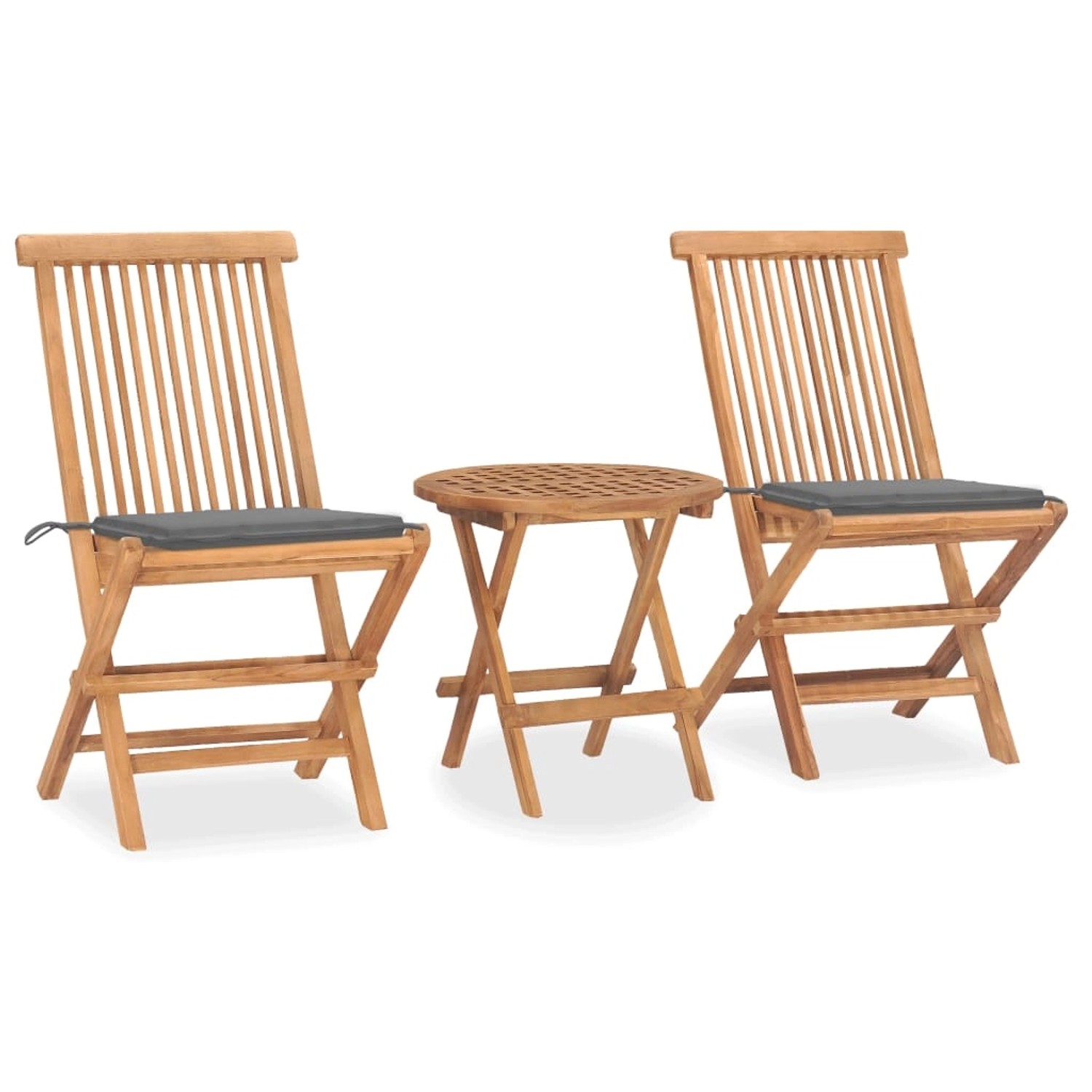Thumbnail - vidaXL 3-tlg Garten-Essgruppe mit Kissen Klappbar Massivholz Teak Modell 2