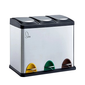 Svita Treteimer TC3X8, 24L, Edelstahl, silber, zur Mülltrennung mit 3 Fächern.