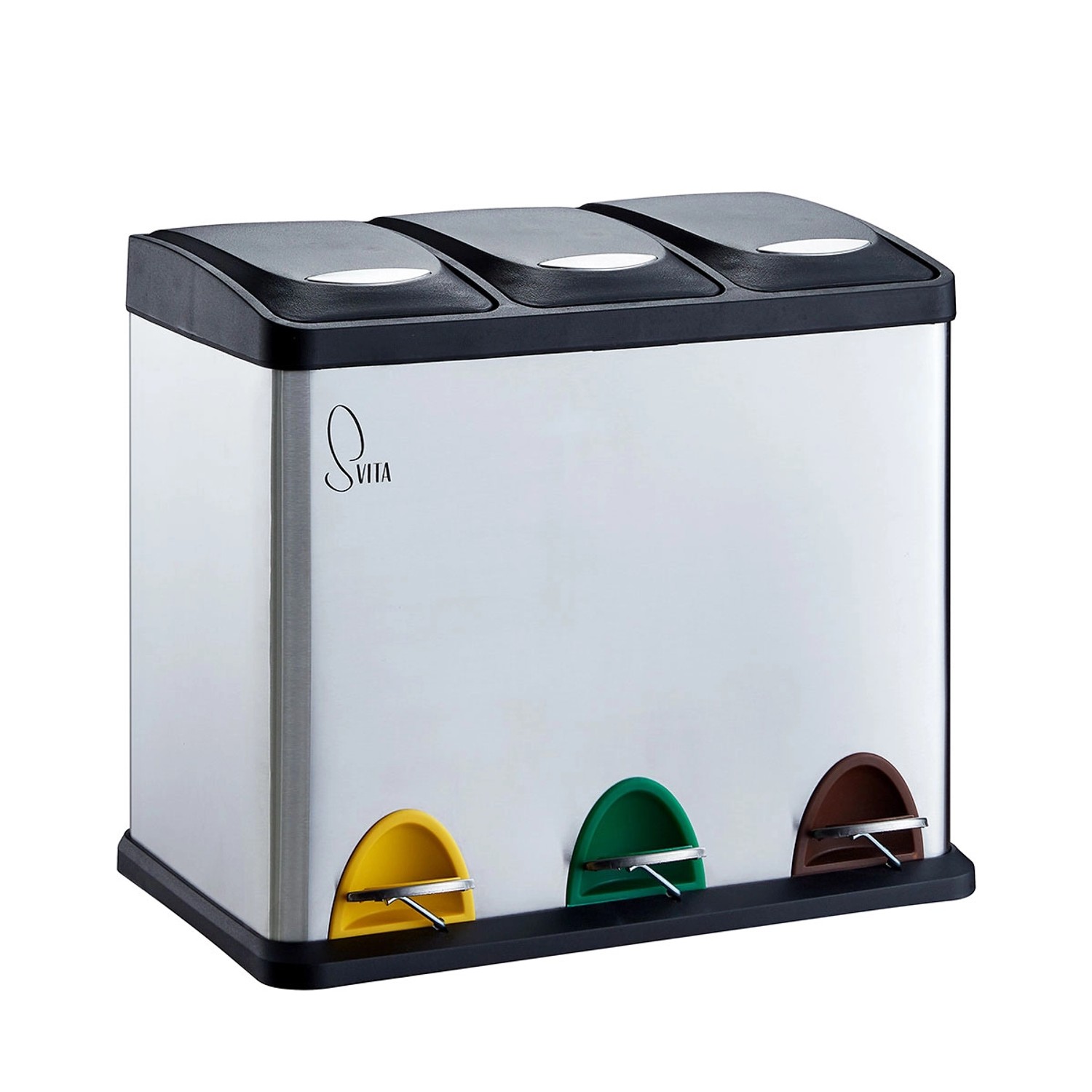 Svita TC3X8 24 L Treteimer Abfalleimer Mülleimer Mülltrennung Edelstahl Sil günstig online kaufen