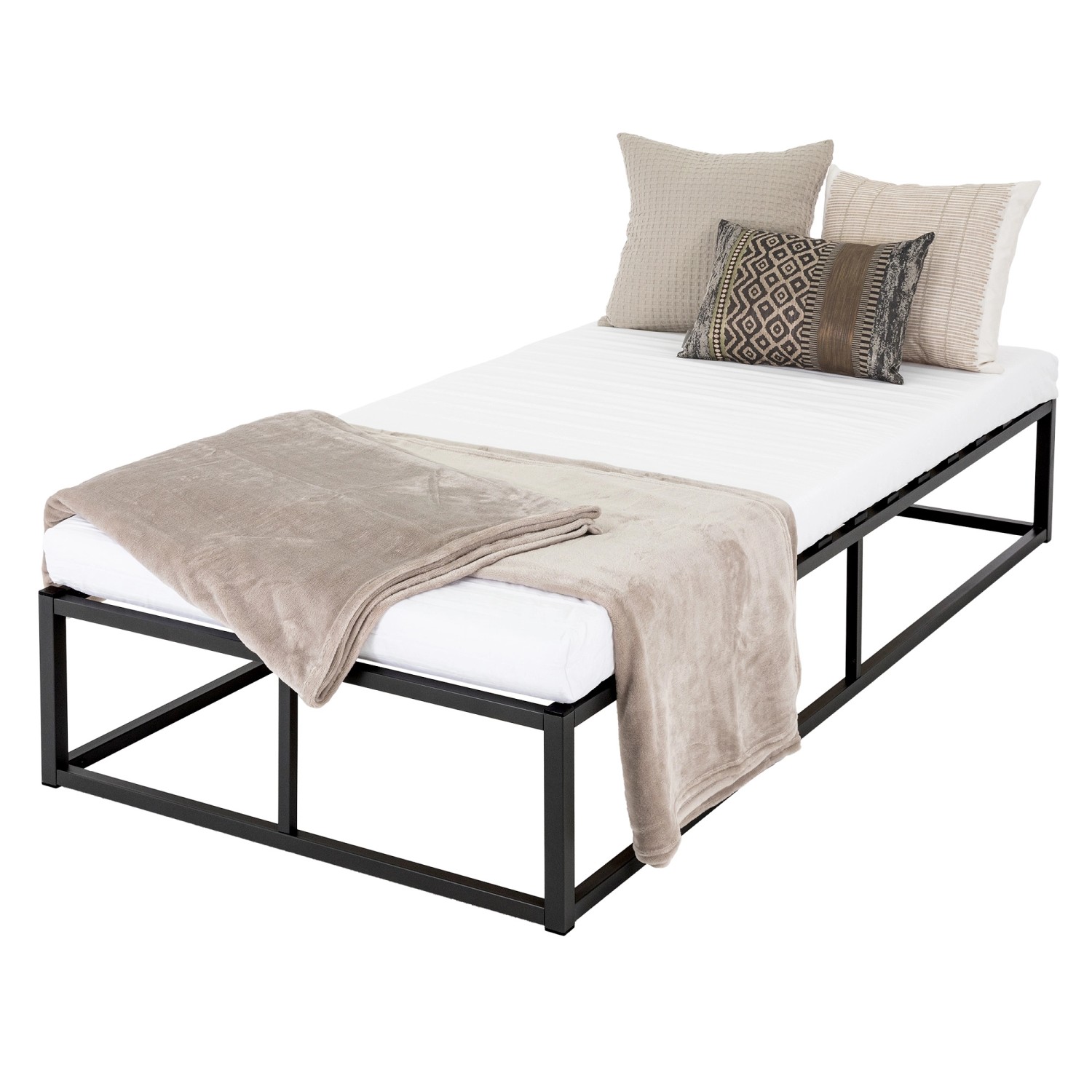 ML-Design Metallbett 90x200 cm auf Stahlrahmen Schwarz Matratze H10cm