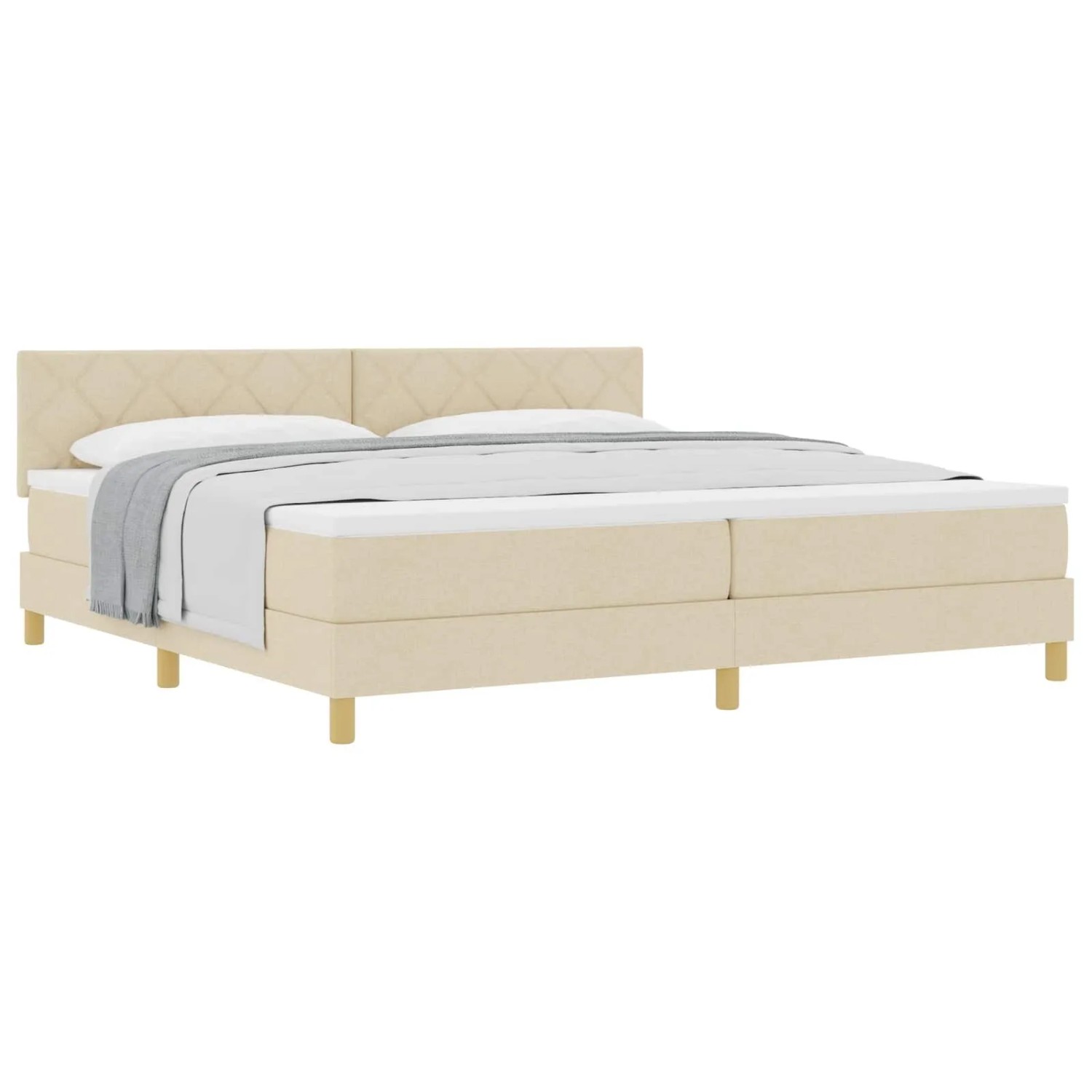 vidaXL Boxspringbett mit Matratze Creme 200 x 200 cm Stoff 3339026