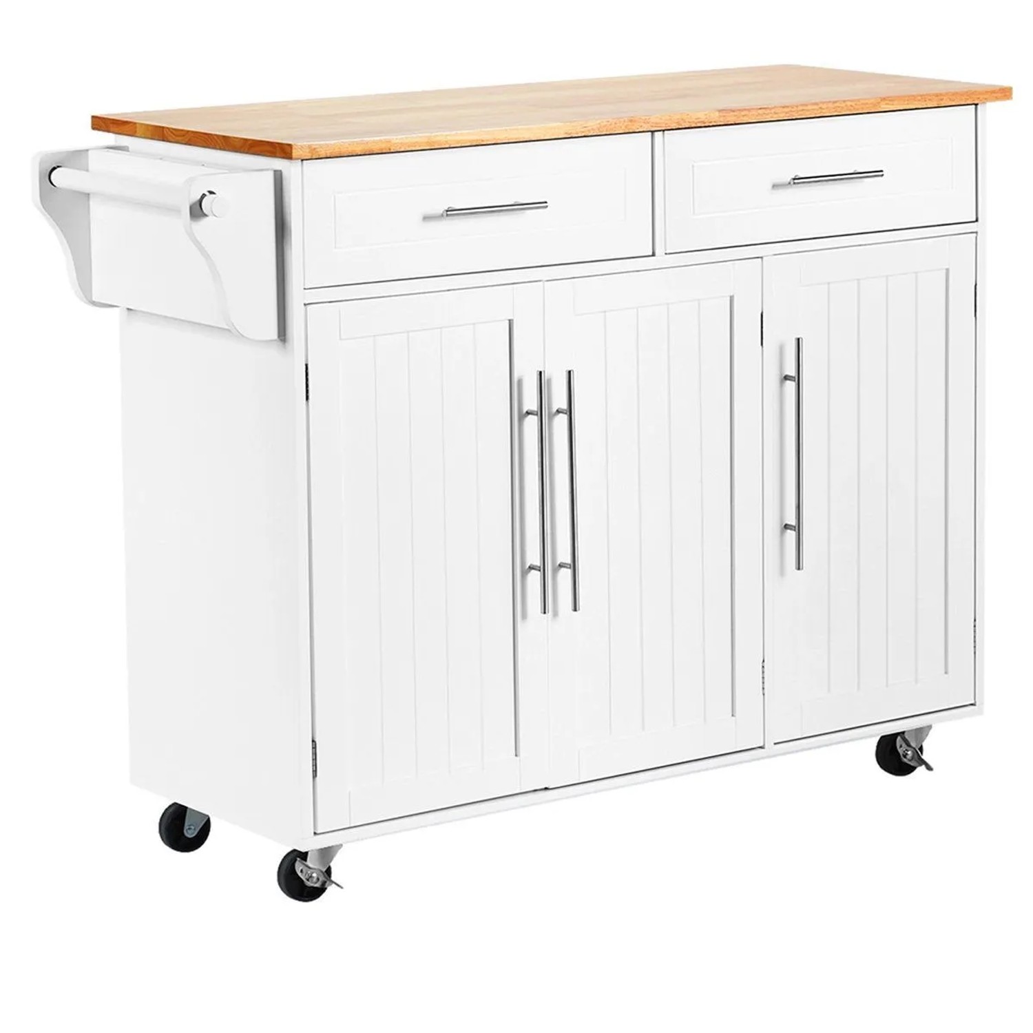 Costway Küchenwagen Auf Rollen Küchentrolley mit Schubladen Weiß günstig online kaufen