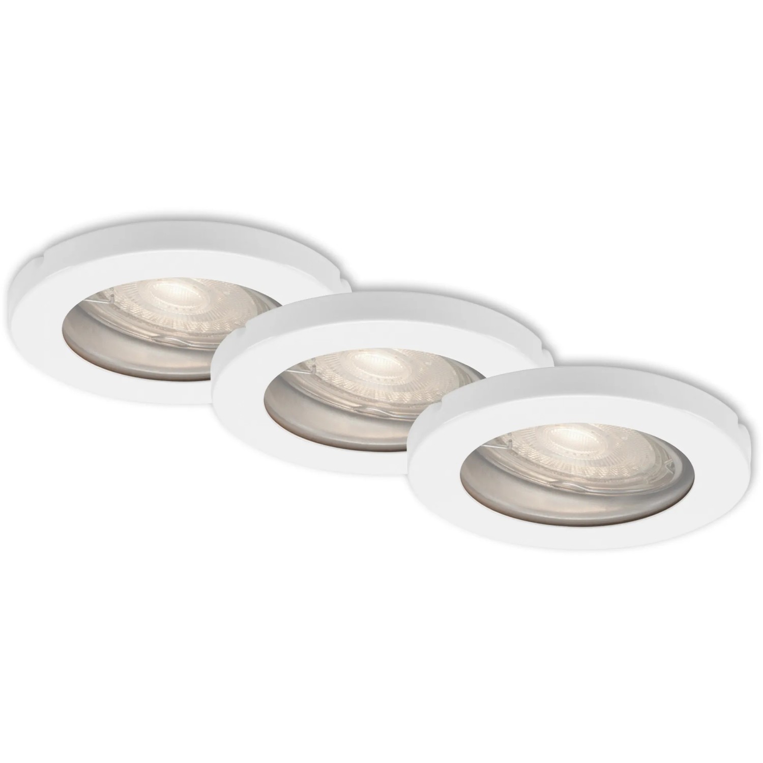 Briloner LED-Einbaustrahler 3er-Set, weiße, runde Spots für Innenräume, IP65 spritzwassergeschützt.