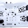 Home Deluxe Outdoor Whirlpool Beach Plus für 2 Personen, weiße Innenwanne mit schwarzen Düsen und Kopfstützen.