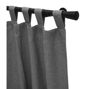 Gardinia Gardinenstangen-Set Korfu, Ø 28 mm, 160 cm, Schwarz mit grauem Vorhang.