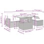 vidaXL 6-tlg. Garten-Sofagarnitur, hellgraues Poly Rattan mit Kissen. Gartenmöbel-Set mit Tisch, Sofas und Hocker.