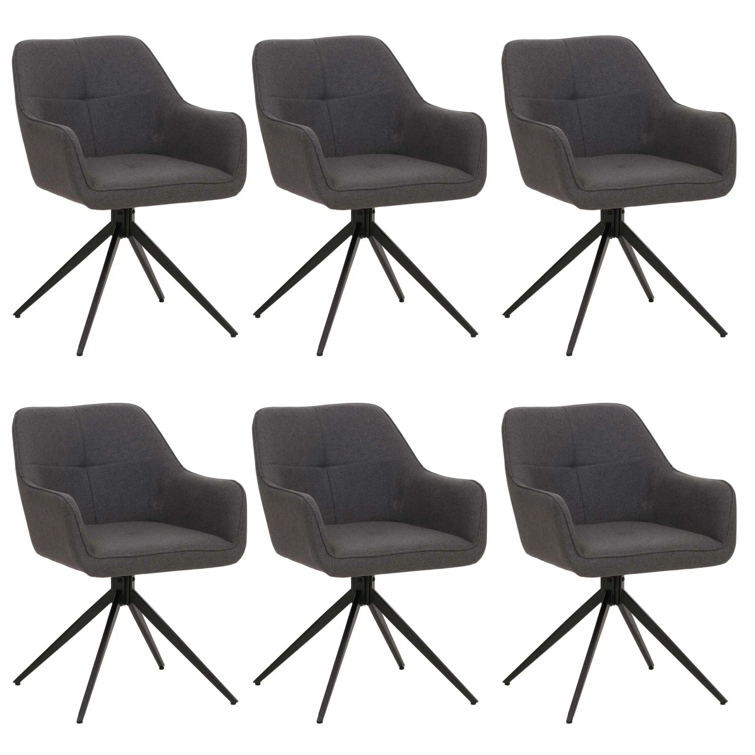CHEFGASTRO Esszimmerstuhl 6er-Set 80x53x59cm Sitzhöhe 41cm Stoff/Textil Grau