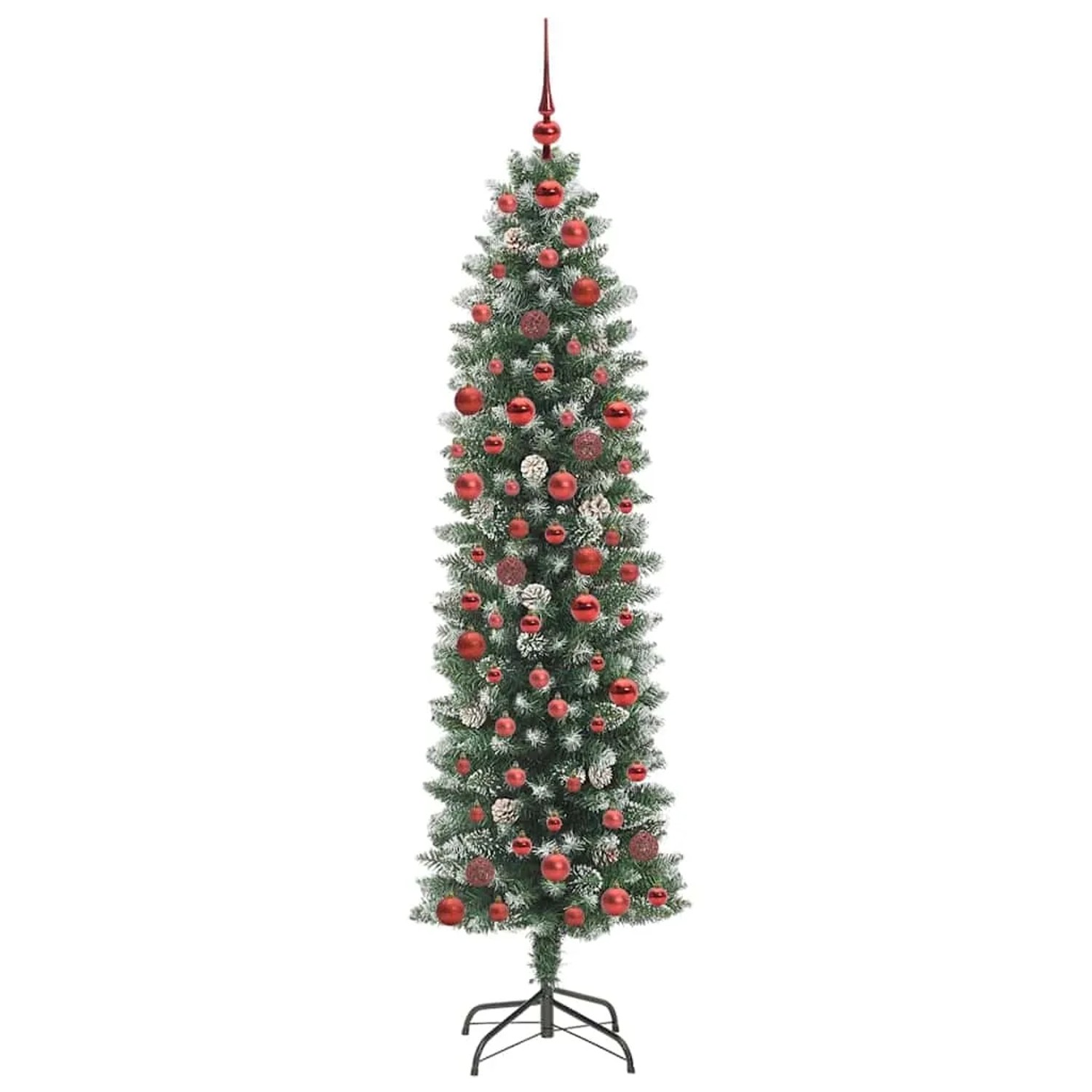 vidaXL Künstlicher Schlanker Weihnachtsbaum Grün und Weiß 180 cm 3395293