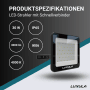 Schwarzer LUXULA LED Strahler 30W mit Schnellverbinder für Außen, neutralweißes Licht.