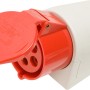 Rote 5-polige CEE Wandsteckdose (32A, IP44) von PCE zur Wandmontage.