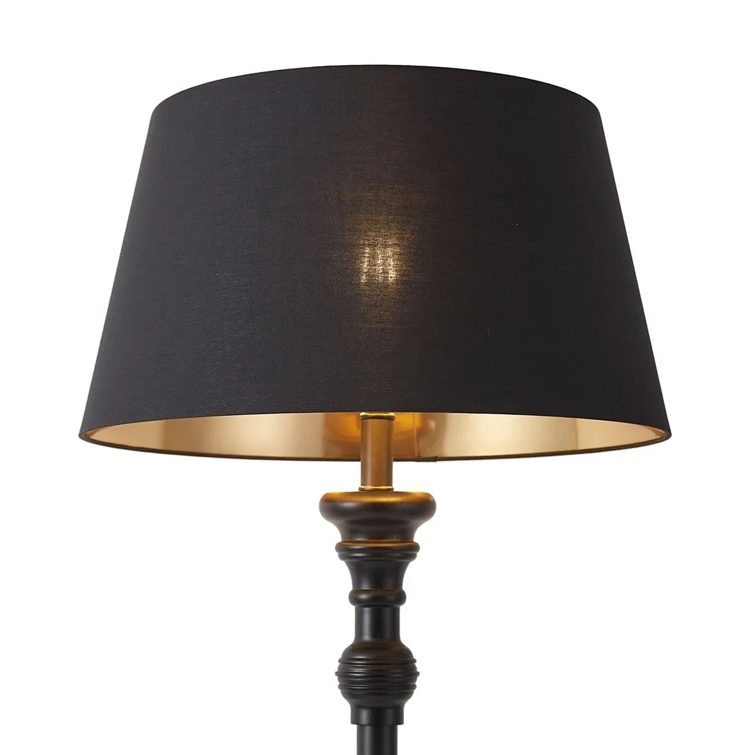 QAZQA Stehleuchte mit 45 cm Schirm Schwarz mit Goldener Innenseite Classico