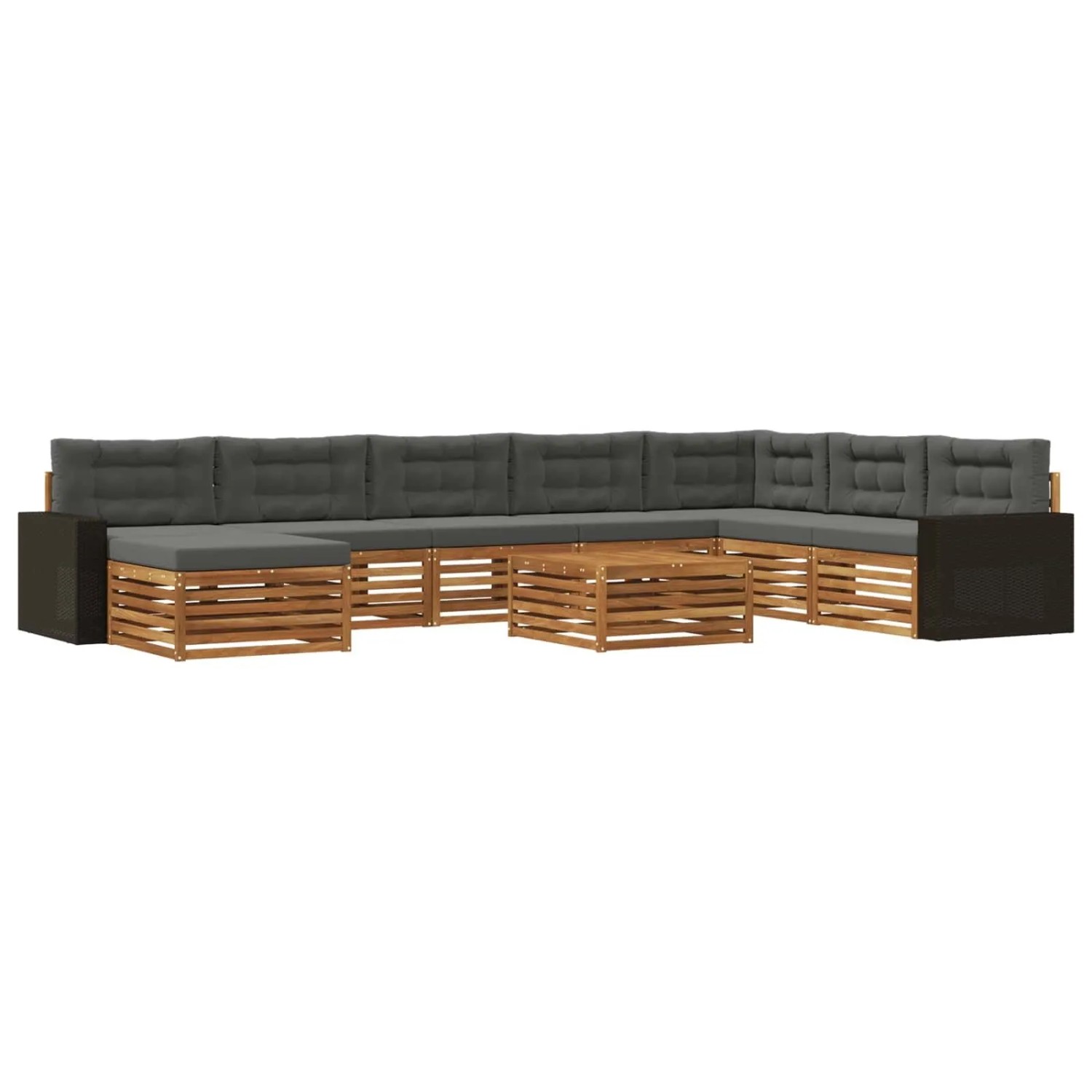 vidaXL Outdoor-Sofagarnitur mit Kissen 9 Stk Natur und Anthrazit 3383755
