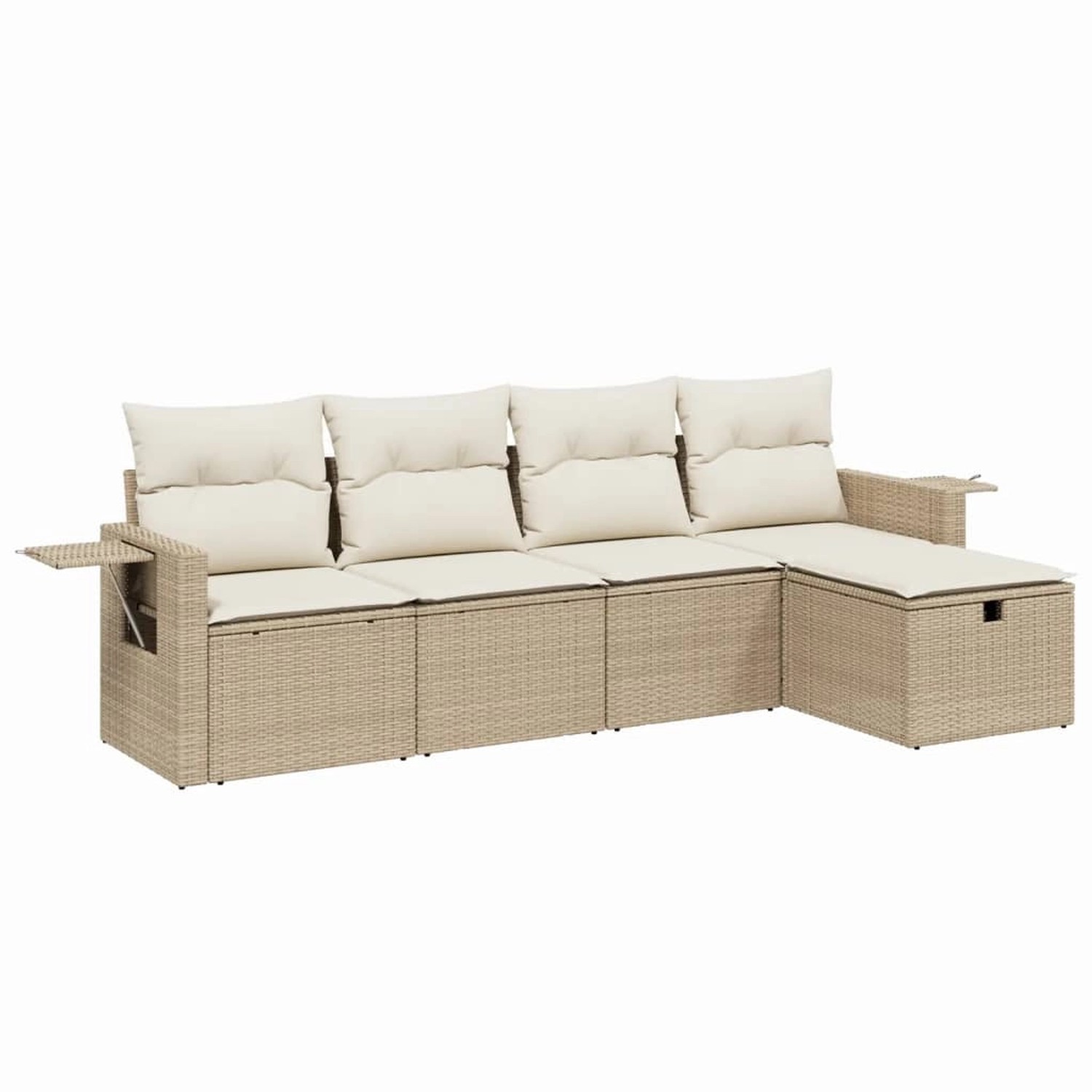 vidaXL 5-Tlg Garten-Sofagarnitur mit Kissen Beige Poly Rattan 3263774 günstig online kaufen